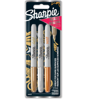 MARCADOR PERMANENT METLICOS BLISTER 3 PUNTA FINA ORO/PLATA/BRONCE SHARPIE 1986006