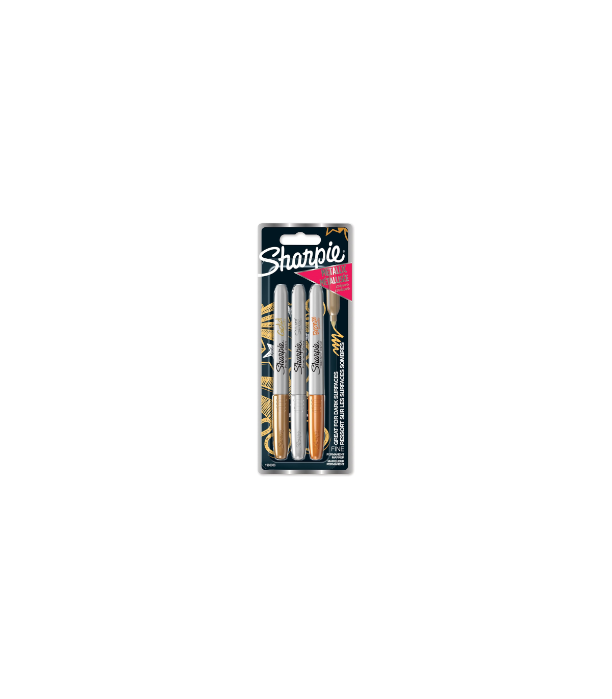 MARCADOR PERMANENT METLICOS BLISTER 3 PUNTA FINA ORO/PLATA/BRONCE SHARPIE 1986006