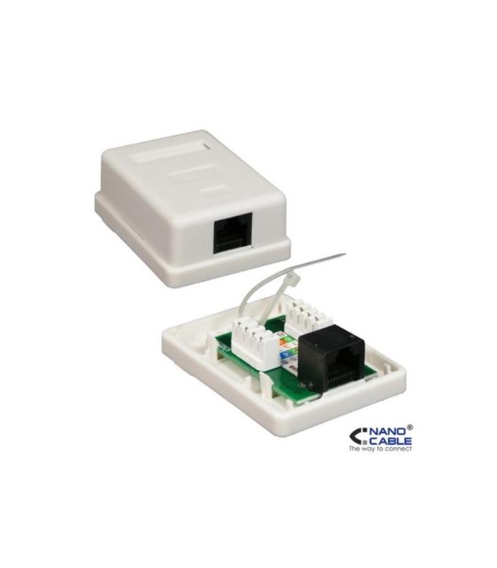Nanocable - Roseta de superficie RJ45 CAT.6 UTP 1 toma - color BLANCO