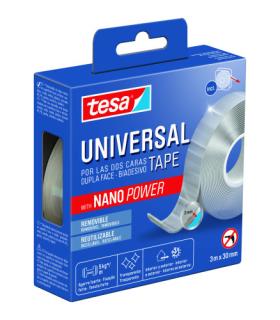 CINTA ADHESIVA DOBLE CARA NANO UNIVERSAL POWER 5KG 3 METROS x 30 MM TESA 55810-00002-00