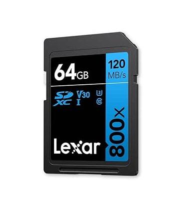 LEXAR 64GB PROFESSIONAL 800X PRO SDXC UHS-I CARDS,  UP TO 150MB/S READ, C10 V30 U3