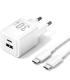 Cargador Gan de Pared Vention TZ-FEQW0-EU-01/ 1xUSB Tipo-C/ 1xUSB + Cable USB Tipo-C/ 30W