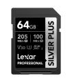 LEXAR 64GB PROFESSIONAL SILVER PLUS SDXC UHS-I CARDS,  UP TO 205MB/S READ 100MB/S WRITE C10 V30 U3