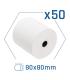 Pack 50 rollos papel trmico sin BPA 80X80mm