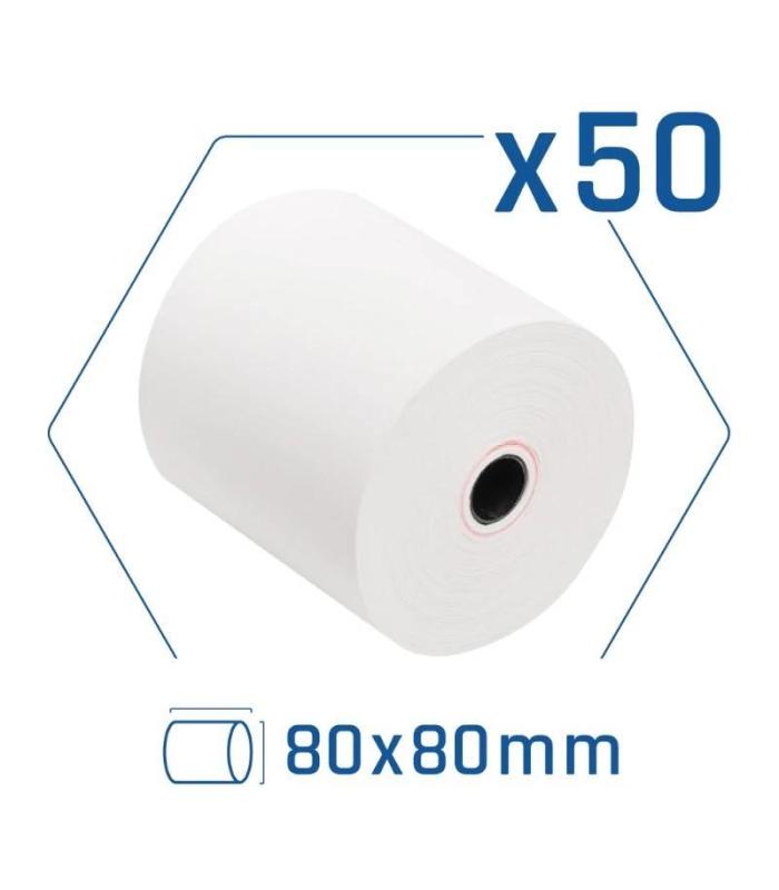Pack 50 rollos papel trmico sin BPA 80X80mm