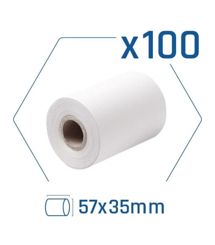 Pack 100 rollos papel trmico datfono 57x35 mm