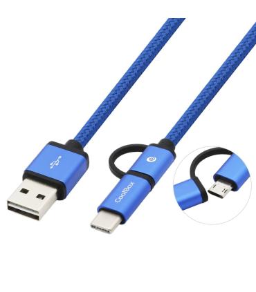 CoolBox COO-CAB-U2MC-BL cable USB USB 2.0 1 m USB A USB C Micro-USB B Azul