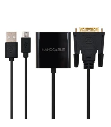 Nanocable Conversor DVI 24+1 m A VGA HDB15 h, Negro, 10 cm