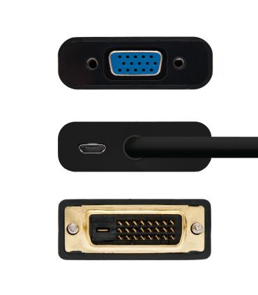 Nanocable Conversor DVI 24+1 m A VGA HDB15 h, Negro, 10 cm