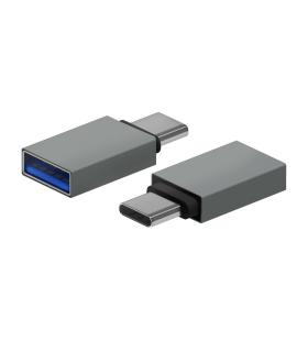AISENS Mini Adaptador Aluminio USB 3.2 Gen1 3A, Tipo USB-C M-A H, Gris