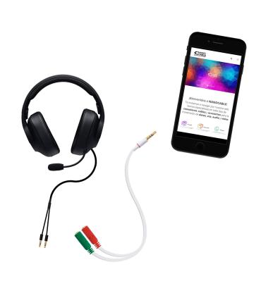 Nanocable Cable adaptador Audio Jack 3.5 M 4pines - 2xJack 3.5 H 3pines, blanco, 20 cm