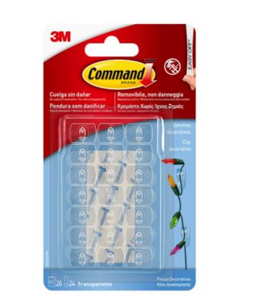 BLISTER 20 GANCHOS ADHESIVOS DECORATIVOS TRANSPARENTES COMMAND 17026CLR 3M 7100309363
