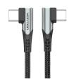 Cable USB 2.0 Tipo-C 90 Vention TANHD/ USB Tipo-C Macho - USB Tipo-C Macho/ Hasta 100W/ 480Mbps/ 50cm/ Gris