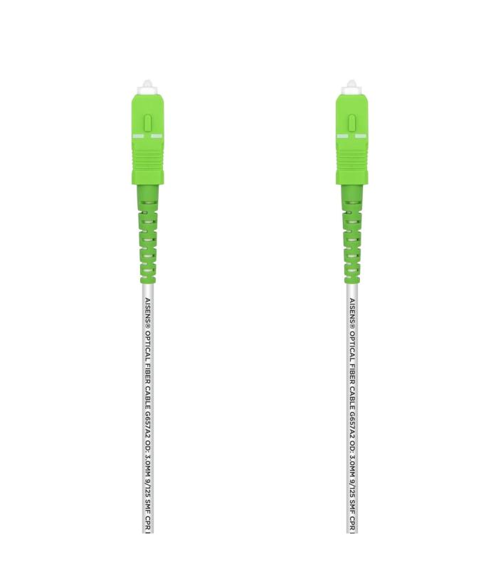 AISENS Cable Fibra Óptica Latiguillo G657A2 3.0 9 125 SMF Simplex CPR DCA LSZH, SC APC-SC APC, Blanco, 1.0 m