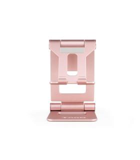 TooQ Soporte de sobremesa ajustable para teléfono   tablet hasta 10”, Rosa Velvet