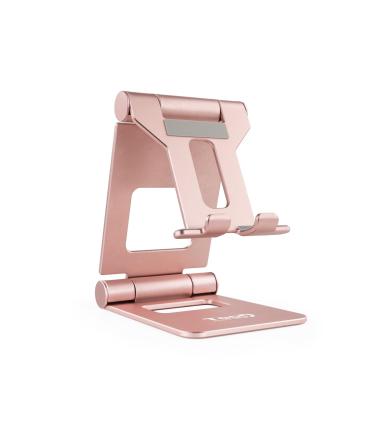 TooQ Soporte de sobremesa ajustable para teléfono   tablet hasta 10”, Rosa Velvet