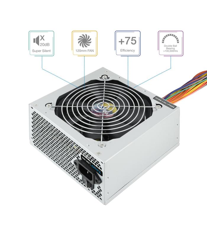 TooQ TQAPOLO-500SP unidad de fuente de alimentación 500 W 20+4 pin ATX ATX Plata