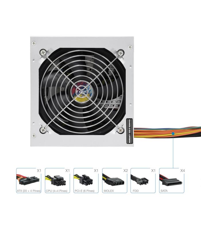 TooQ TQAPOLO-500SP unidad de fuente de alimentación 500 W 20+4 pin ATX ATX Plata