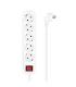AISENS Base Multiple 5 Tomas con Interruptor con Cable 3×1.5mm2, Blanco, 1.4 m
