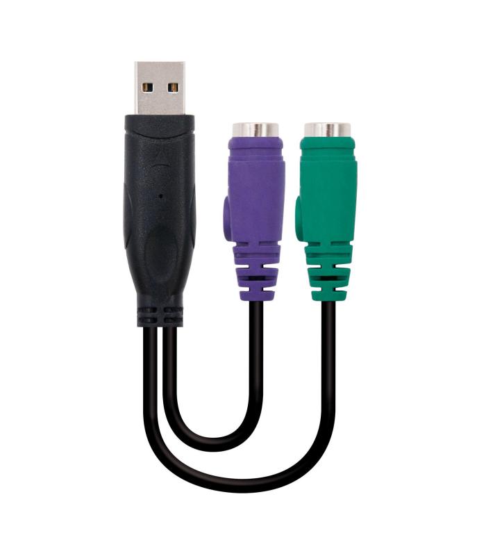 Nanocable CONVERSOR PS 2(TECLADO+RATON) A USB, TIPO 2xPS 2 H-A M, 15 CM
