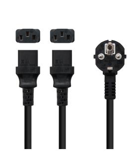 Nanocable Cable de Alimentación CEE7 M a 2xC13 H, Negro, 1.8 m