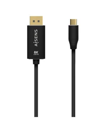 AISENS Cable Conversor Aluminio USB-C a Displayport 8K@60Hz, USB-C M-DP M, Negro, 1.8M