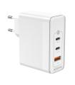 AISENS Cargador Gan 100W, 2xUSB-C PD3.0 QC4.0 QC5.0, 1xUSB-A QC3.0, Blanco