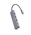 Nanocable Hub USB-C a 3xUSB3.0/H + 1xUSB-C/H Aluminio 10 cm, Gris