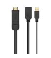 AISENS Conversor Activo HDMI 2.0 + USB Alim. a DISPLAYPORT V1.2, HDMI/M-USB/M-DP/H, Negro, 10CM