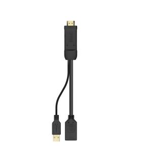 AISENS Conversor Activo HDMI 2.0 + USB Alim. a DISPLAYPORT V1.2, HDMI M-USB M-DP H, Negro, 10CM