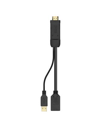 AISENS Conversor Activo HDMI 2.0 + USB Alim. a DISPLAYPORT V1.2, HDMI M-USB M-DP H, Negro, 10CM