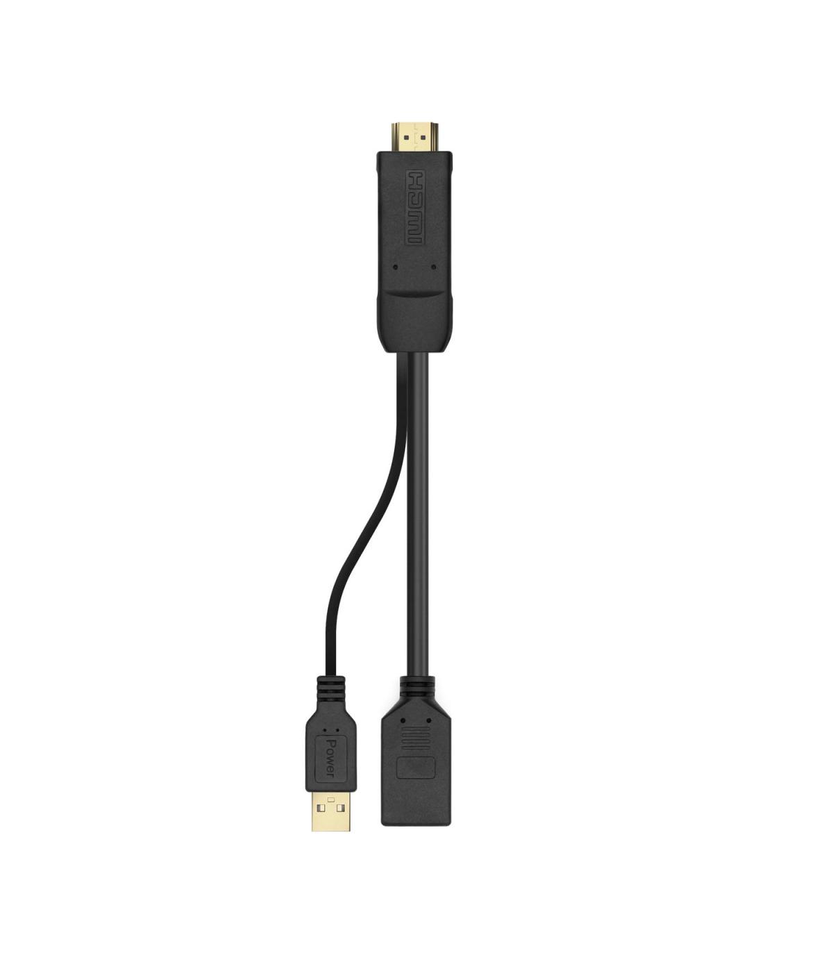 AISENS Conversor Activo HDMI 2.0 + USB Alim. a DISPLAYPORT V1.2, HDMI M-USB M-DP H, Negro, 10CM