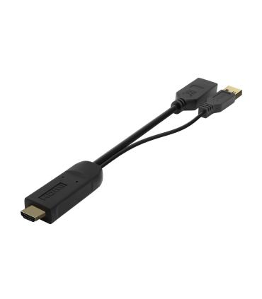 AISENS Conversor Activo HDMI 2.0 + USB Alim. a DISPLAYPORT V1.2, HDMI M-USB M-DP H, Negro, 10CM