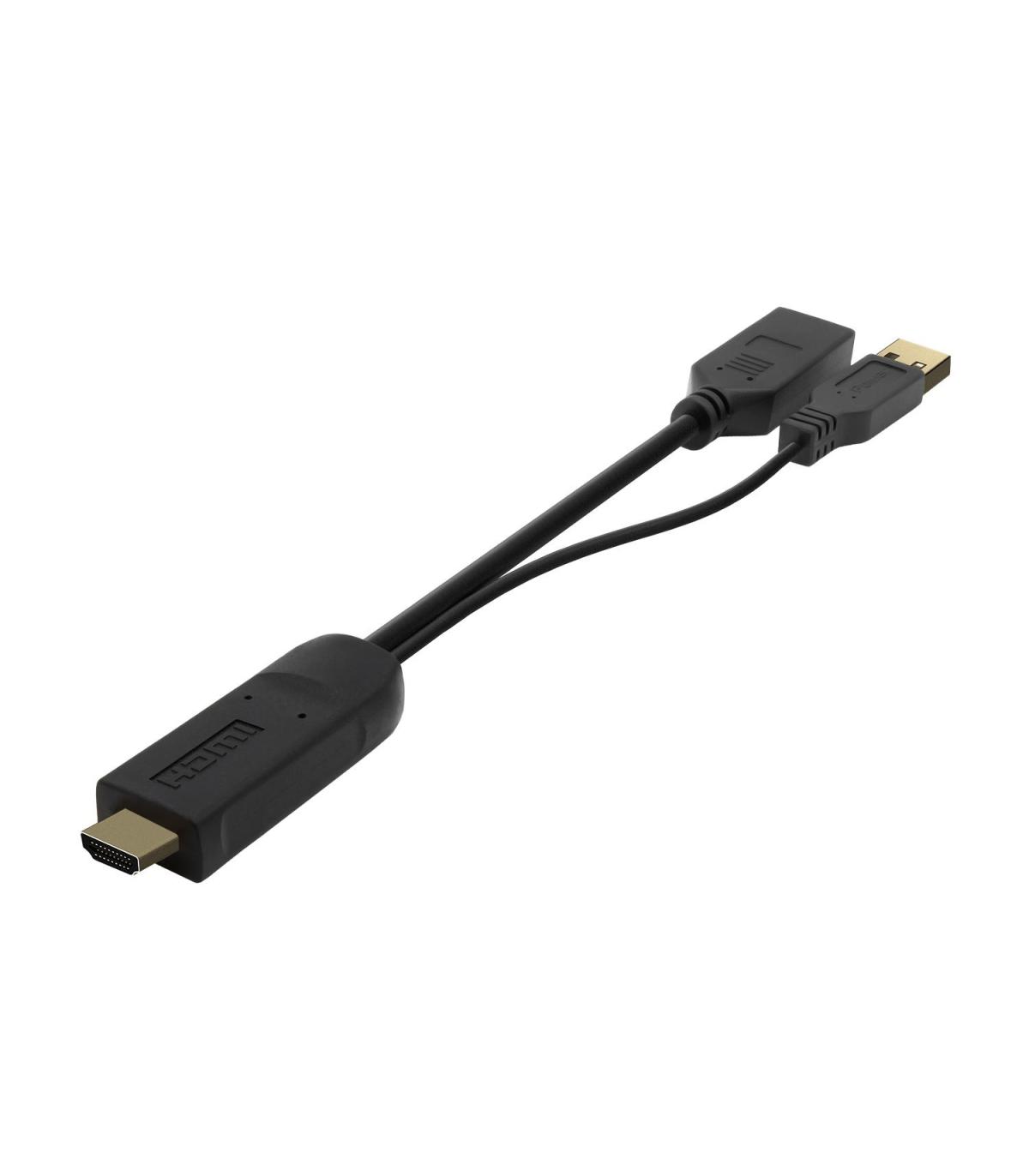 AISENS Conversor Activo HDMI 2.0 + USB Alim. a DISPLAYPORT V1.2, HDMI M-USB M-DP H, Negro, 10CM