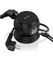 AISENS Regleta de Enchufes Sobremesa Multifuncion con 3 Tomas + 2xUSB-C, 2xUSB-A, 1.4M, Negro
