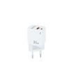 TooQ Cargador de Pared GaN USB-C/PD + USB-A/QC 30W, Blanco