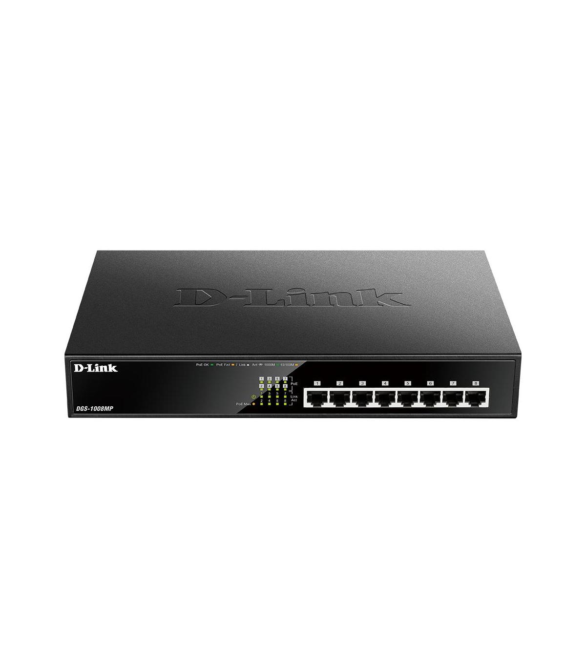 D-Link DGS-1008MP switch No administrado Gigabit Ethernet (10 100 1000) Energía sobre Ethernet (PoE) 1U Negro
