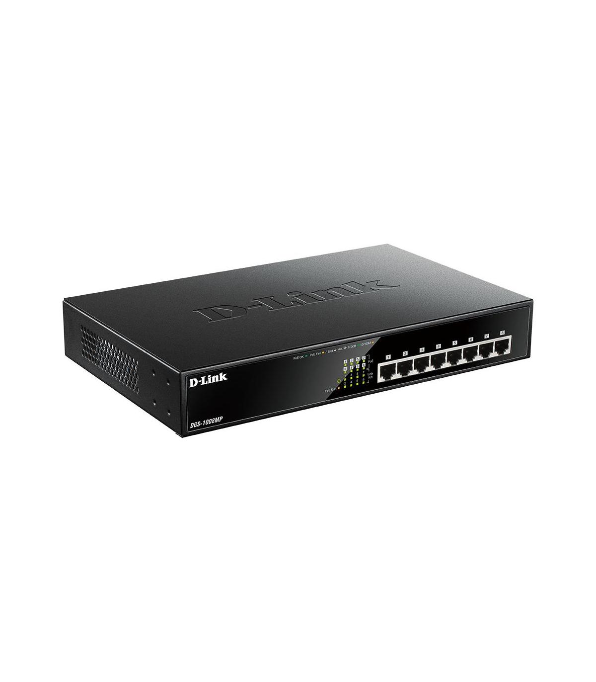 D-Link DGS-1008MP switch No administrado Gigabit Ethernet (10 100 1000) Energía sobre Ethernet (PoE) 1U Negro