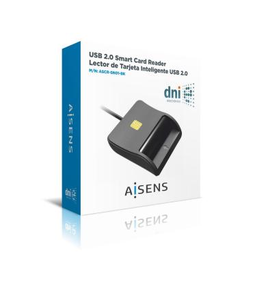 AISENS Lector de Tarjeta Inteligente DNI, Negro