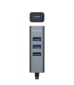 AISENS Hub USB3.0 Aluminio, Tipo A/M - 4x Tipo A/H, Negro, 10 cm