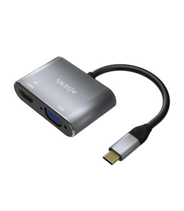 AISENS Conversor USB-C a VGA HDMI 4K, USB-C M-VGA H-HDMI H, Gris, 15CM