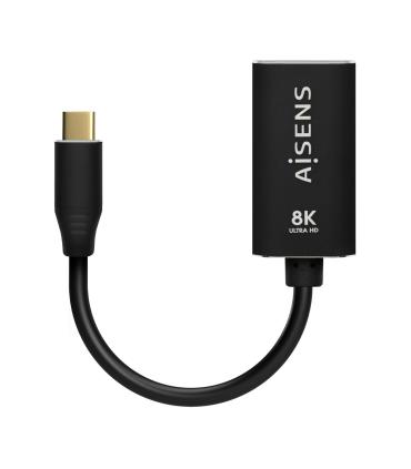 AISENS Conversor Aluminio USB-C a Displayport 8K@60Hz, USB-C M-DP H, Negro, 15cm