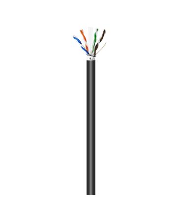 AISENS Cable de Red Exterior Impermeable RJ45 Cat.6 FTP Rigido AWG24, Negro, 100M