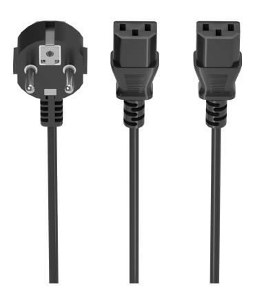 AISENS Cable Alimentacion CPU, CEE7 M-2xC13 H, Negro, 3.0m