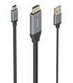 AISENS Cable Conversor Aluminio HDMI V2.0 A USB-C 4K@60HZ, HDMI/M+USB-A/M-USB-C/M, Negro, 1.8m