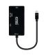 Nanocable Conversor USB-C a VGA   DVI   HВЬШ, 3 En 1. USB-C M-VGA H-DVI H-HDMI H 4K, Negro, 10 cm