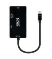 Nanocable Conversor USB-C a VGA / DVI / HВЬШ, 3 En 1. USB-C/M-VGA/H-DVI/H-HDMI/H 4K, Negro, 10 cm