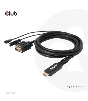 CLUB3D CAC-1712 adaptador de cable de vídeo 2 m VGA (D-Sub) + 3,5mm HDMI + Micro-USB Negro