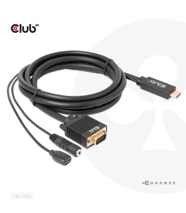 CLUB3D CAC-1712 adaptador de cable de vídeo 2 m VGA (D-Sub) + 3,5mm HDMI + Micro-USB Negro