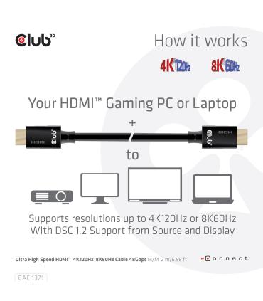 CLUB3D Ultra High Speed HDMI 4K120Hz, 8K60Hz Certified Cable 48Gbps M M 1 m 3.28 ft